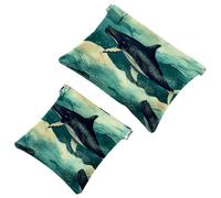 2 beauty case estetici tascabili a forma di balena 2069 per borse, borsa per il trucco impermeabile, portatile, senza cerniera, borsa per il trucco, Multicolore 05, A：7.1x5.8in/18x14.8cm，B:4.7x4.5in