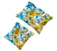 2 beauty case tascabili con chiusura ermetica, mini trousse da viaggio per donne e ragazze, piccola borsa per il trucco portatile, senza cerniera, con scheletro di zucchero, fiori rossi vintage,