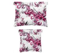 2 beauty case tascabili in finta pelle, piccole trousse per il trucco, con chiusura automatica, per donne, multifunzione, motivo floreale limone, Motivo: 2715, 7.1x5.8in/4.7x4.5in