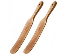 2 beccucci sottili in legno progettati per mescolare impasti e miscele, manici ergonomici curvi per un migliore controllo, raggiunge il fondo dei barattoli