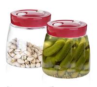2 bicchieri da fermentazione con valvola di scarico dell'aria usa e getta, 1 litro, vetro fermentato, vetro per fermentazione, set di base per kefir, kimchi, crauti, kombucha
