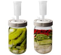 2 bicchieri da fermentazione da 1000 ml con chiusura d'aria, set di bicchieri da fermentazione per alimenti, con indicatore del tempo, valvola di fermentazione e peso, per kimchi lievito acido, kefir