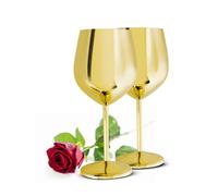 2 Bicchieri da Vino 510ml Oro Acciaio Inox Calice per Tazza Rosso Infrangibile