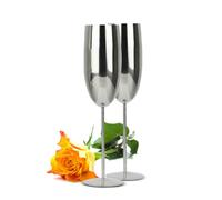 2 Bicchieri di Champagne 270ml Acciaio Inox Argento Calici Color e Prosecco