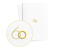 2 biglietti di auguri di compleanno per i 60 anni, idea elegante con stampa dorata su carta strutturata, regalo di alta qualità per il 60° compleanno o altre occasioni, E11