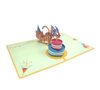 2 biglietti di auguri di compleanno pop-up con busta, simpatici gatti pop-up per gli amanti dei gatti, divertente biglietto regalo per donne uomini e gatti