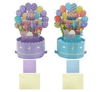 2 Biglietti Di Auguri Di Compleanno Tridimensionali 3D Pop-Up, Personalità Creativa, Squisito E Romanzo, Universale Per Uomini E Donne E Buoni Regalo Di Compleanno Interessanti.