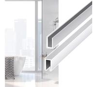 2 binari a U da 39,5" per porta doccia senza telaio, Binario di montaggio in alluminio per vetro per cabine doccia walk-in con pannelli in vetro da 1/4", 5/16", 3/8" 1/2"(Silver,12mm(1/2"))