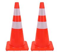 2 Birilli Stradali Piccoli con Bande Riflettenti, Coni Stradali in PVC da 67 Cm con Base Appesantita, per Cantieri, Parcheggi, Eventi(Red)