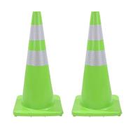 2 Birilli Stradali Piccoli con Bande Riflettenti, Coni Stradali in PVC da 67 Cm con Base Appesantita, per Cantieri, Parcheggi, Eventi(Green)