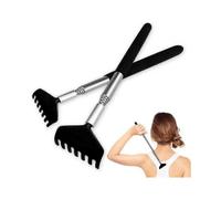 2 Black Back Scrapers Made Of High Quality Stainless Steel, with An Extendable Rod Extendable Up To 68cm Compatible with Scratching The Head And Back