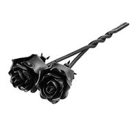 2 Black Iron Roses Intertwined Together Forever - 6 Anniversary Handcrafted Gift for Her with Deep Message - Unique Flowers That Never Dies