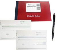 2 BLOCCHETTI RICEVUTE GENERICHE + PENNA TOUCH OMAGGIO - 50 FOGLI 2 COPIE - AUTOCOPIANTI 10X17 CM - QUICK GRAFICHE