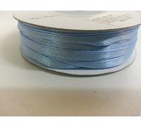 2 bobine da 3mm x 50 metri, DOPPIO RASO, x segnaposto, bomboniera, sacchettino, confetti (ckr3) (celeste)