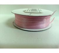 2 bobine da 3mm x 50 metri, DOPPIO RASO, x segnaposto, bomboniera, sacchettino, confetti (ckr3) (rosa)