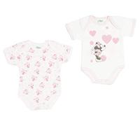 2 Body Americano Neonato/a Mezza Manica in Cotone Caldo Minnie e Mickey Disney (3 Mesi, WF2004)