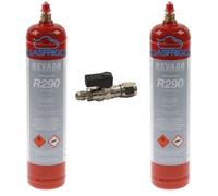 2 BOMBOLE GAS REFRIGERANTE R290 PROPANO 370 GR. CON RUBINETTO FRIGO FRIGORIFERO