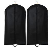 2 borsa per abiti, protezione per indumenti traspirante da appendere, parapolvere pieghevole, organizer per vestiti con cerniera per riporre e viaggiare nell'armadio (nero)