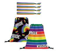 2 Borse Con Coulisse, 4 Braccialetti, Zaino Arcobaleno, Borsa Porta Oggetti, Borsa Da Palestra Arcobaleno, Borsa Sportiva Con Coulisse