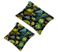 2 borse cosmetiche da tasca con alieni verdi in stile cartone animato, 155 per borse, borsa per il trucco impermeabile, portatile, senza cerniera, borsa per il trucco, Multicolore 06, A：7.1x5.8in