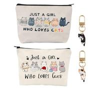 2 Borse Cosmetiche Del Modello Del Gatto E 2 Catene D'Attaccatura Del Fumetto, Borse Di Stoccaggio Portatili, Accessori Di Stile Girly, Piccole Cose Quotidiane Che Rifiniscono Gli Strumenti.