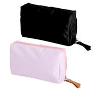 2 borse cosmetiche piccole da donna, per trucco, da donna, per trucchi, da viaggio, per camera da letto, bagno (nero e rosa)