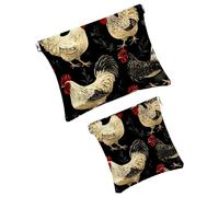 2 borse cosmetiche tascabili per borse, piccola borsa per il trucco in pelle, portatile, senza cerniera, portamonete e gioielli, girasole, Multicolore 20, Small and Large, Art Deco