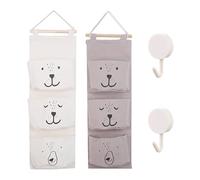 2 borse da bagno, 2 ganci bianchi, tasche sospese pieghevoli, tasche da appendere, scaffali in tessuto da appendere
