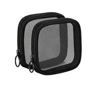 2 borse da trucco in rete nera piccola borsa da viaggio portatile organizer con cerniera per trucco cosmetico borsa per casa ufficio viaggio accessori quotidiani, Nero , 11.5*11.5 cm, alla moda