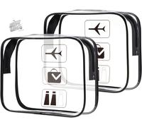 2 Borse Da Valigia Trasparente, TSA Beauty Case Da Viaggio, Con Zip, Buste Trasp
