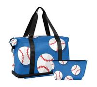 2 borse da viaggio grandi blu e bianco con cinturino regolabile per viaggi d'affari, baseball blu e bianco, 1 taglia, Baseball blu e bianco, 1 size