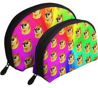 2 borse per cosmetici arcobaleno Shiba Inu Doge Life borsa per il trucco da viaggio borsa da toilette da donna