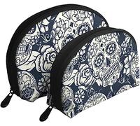 2 borse per cosmetici Borsa per trucco da viaggio floreale con teschio per il giorno dei morti Borsa da donna per articoli da toilette