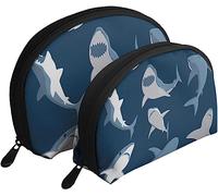 2 borse per cosmetici borsa per trucco da viaggio Shark Comic Wild Fish borsa da toilette per donna