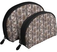 2 borse per cosmetici Camo Kitty Cute Shorthair Cat Borsa per il trucco da viaggio Borsa da toilette per donna