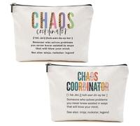 2 borse per cosmetici da donna, regalo per coordinatore del caos, regalo di ringraziamento per supervisore del caos, regalo per donne, per le sue mamme, capo manager, borsa da viaggio, regalo di