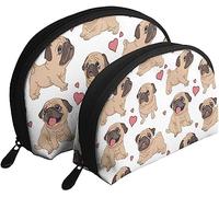 2 borse per cosmetici, divertenti cartoni animati di carlini, cuccioli, borsa per il trucco da viaggio, borsetta da donna da toilette