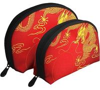 2 borse per cosmetici Dragon Gold Giappone Cina Borsa da viaggio per trucco Borsetta da donna da toilette