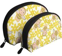 2 borse per cosmetici Girasole Baby Bee Borsa per trucco da viaggio carina Borsetta da donna da toilette