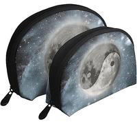 2 borse per cosmetici Moon Yin Yang Galaxy borsa da viaggio per trucco borsa da toilette da donna