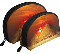 2 borse per cosmetici Piramidi Borsa per trucco da viaggio con luce del tramonto Borsetta da donna per articoli da toilette