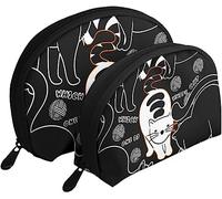 2 borse per cosmetici, quale è una borsa per il trucco da viaggio con gattino bianco, borsa da toilette da donna