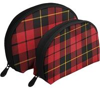 2 borse per cosmetici Wallace Clan borsa per trucco da viaggio in tartan rosso borsa da toilette da donna