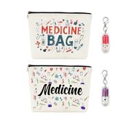 2 Borse Per Medicinali Portatili E 2 Piccole Etichette Per Pillole, Borse Per Il Lavaggio Da Viaggio, Farmaci Di Emergenza Da Portare Con Te, Comodi Pochette Di Grande Capacità.
