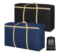 2 borse portaoggetti extra large da 180 l, in tessuto Oxford 600D, extra large, impermeabili, da mettere sotto il letto, per riporre vestiti, piumini, cuscini, viaggi e traslochi, blu e nero