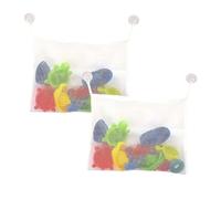 2 borse portaoggetti per giocattoli da bagno, in rete, con gancio resistente, organizer per giocattoli e accessori per il bagno, aiuta i giocattoli ad asciugare rapidamente e mantenere lo spazio