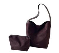 2 borse spaziose in camoscio sotto le ascelle resistenti all'usura borse a tracolla con set cosmetico interno spazioso per libri essenziale spazioso, Caff