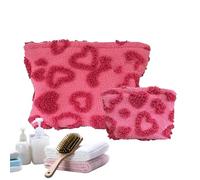 2 borse trucco - borse cosmetiches in velluto di poliestere, organizer trucco con cuore peluche | borsa portaoggetti per articoli da toeletta & cura della pelle con fodera ispessita | set di bo