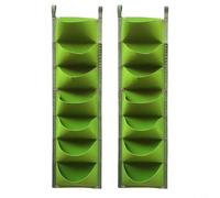 2 borse verticali per piante da giardino in feltro con 7 tasche, borsa da appendere per piante da parete, salvaspazio, per balcone, terrazza, cortile, permeabile all'acqua e robusta, verde (green)