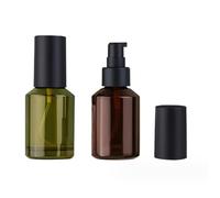 2 bottiglie da viaggio in vetro da 60 ml, a prova di perdite, per fondotinta liquido, lozioni, lozioni, sapone, cosmetici, contenitori con pompa nera (rosso vino e verde)